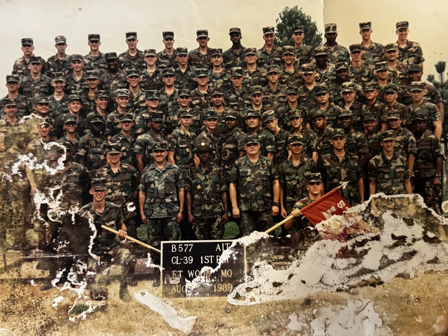 Archival U.S. Army group photograph with Shannan Rohde circled and labeled That's me