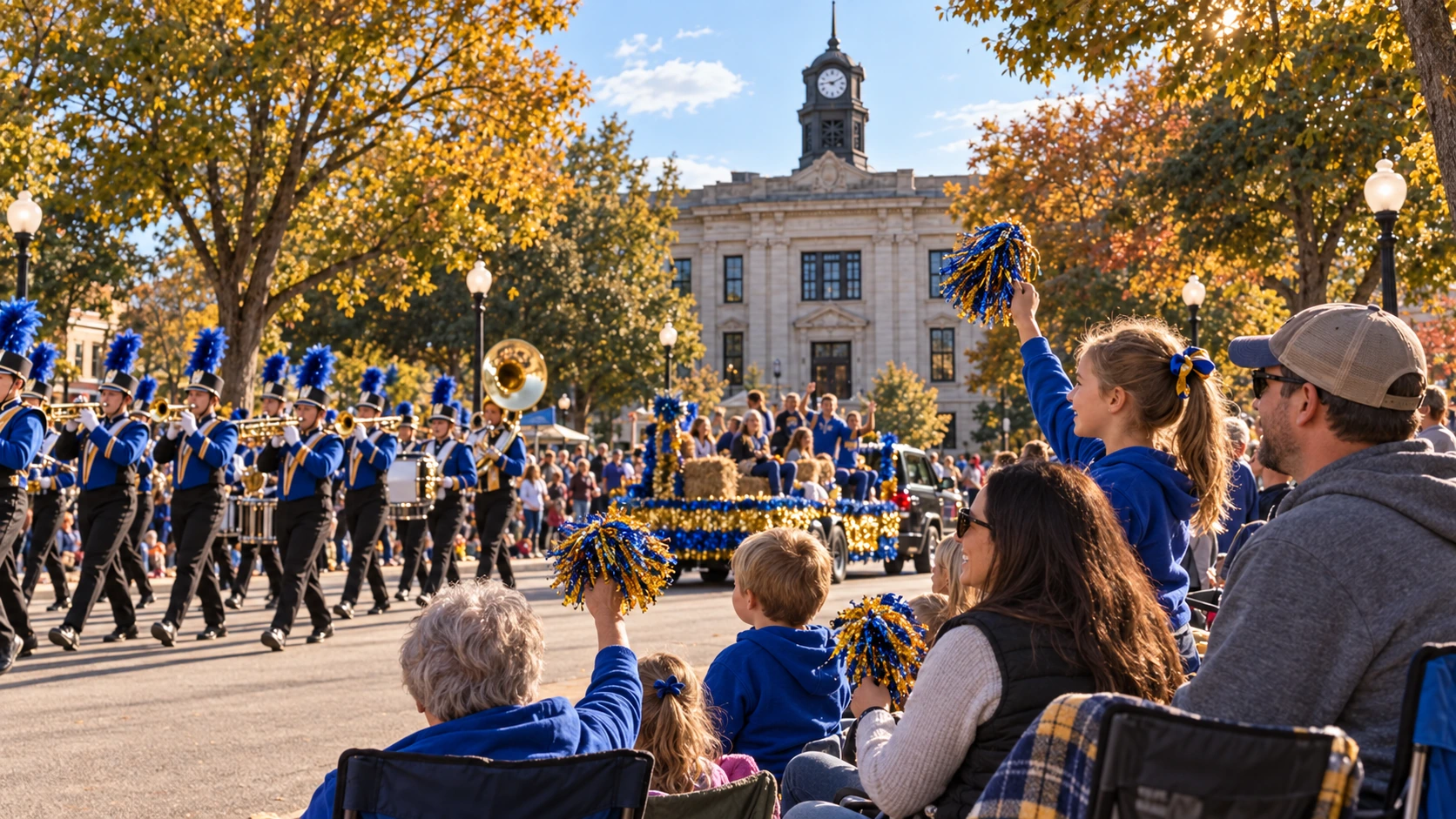 Families cheering during the Baraboo Homecoming Parade 2026