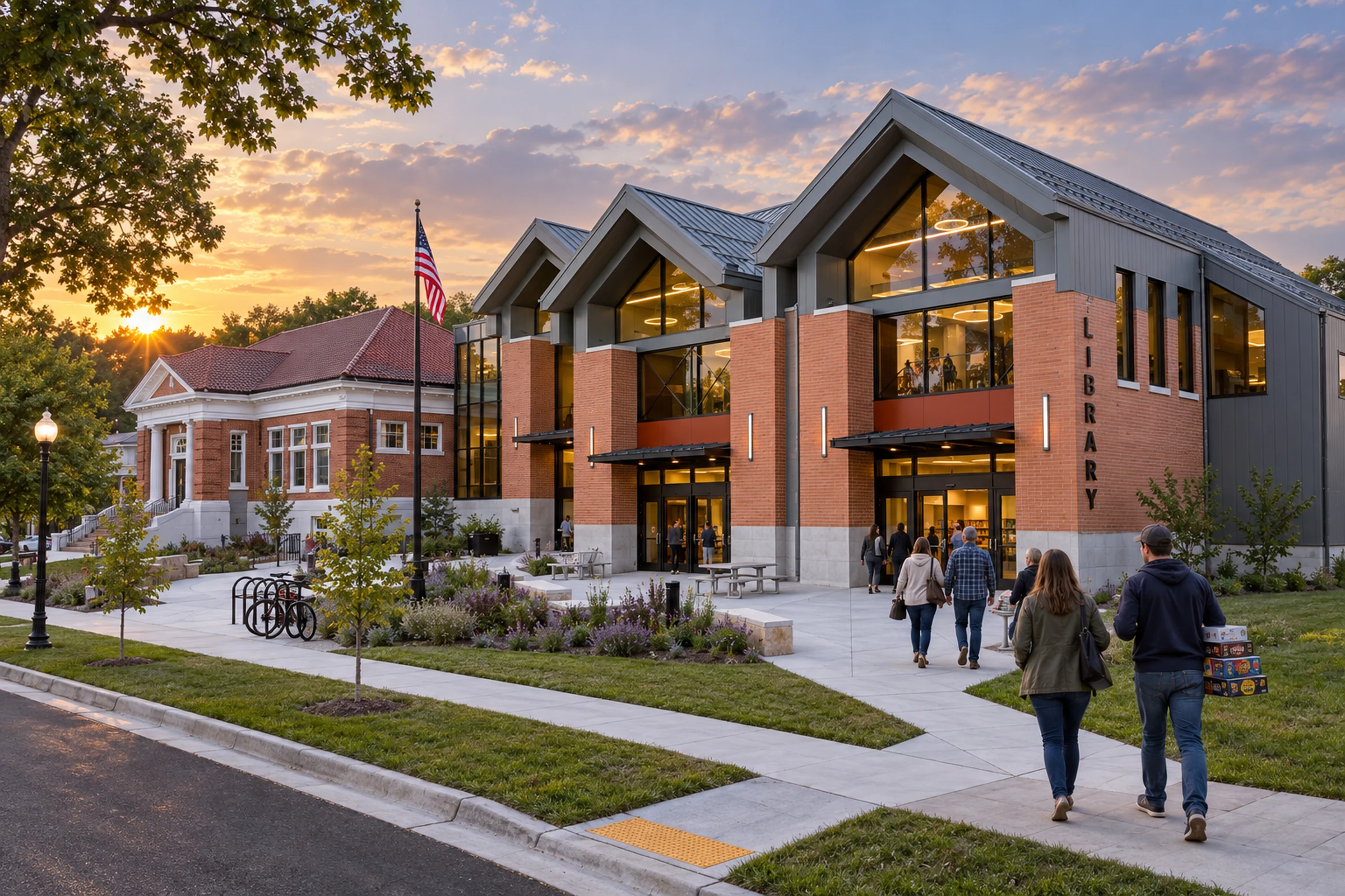Carnegie-Schadde Memorial Public Library in autumn