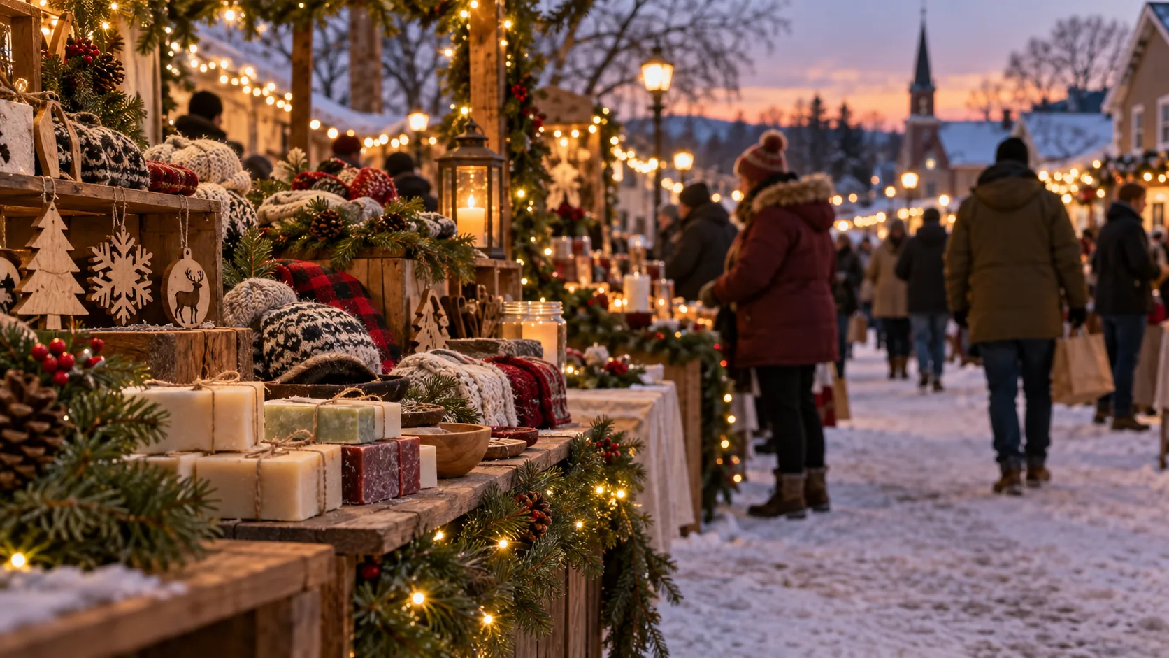 Illustrative scene for Baraboo Community Christmas Market in the Baraboo area; not a photograph of this event
