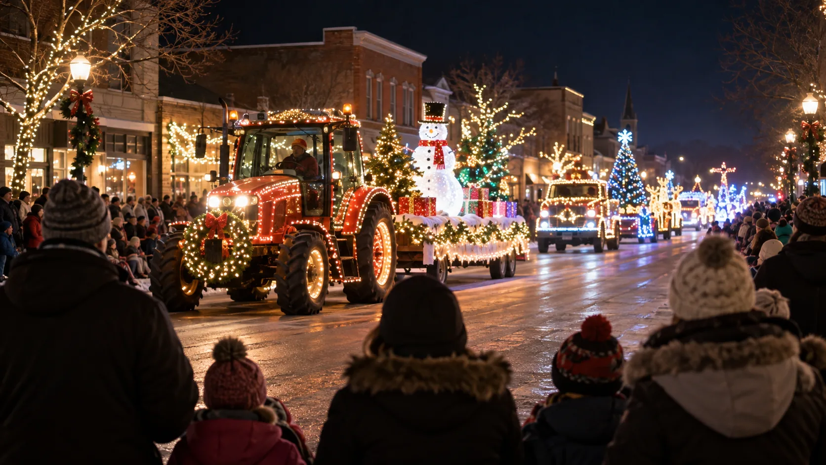 Illustrative scene for Baraboo Christmas Light Parade in the Baraboo area; not a photograph of this event