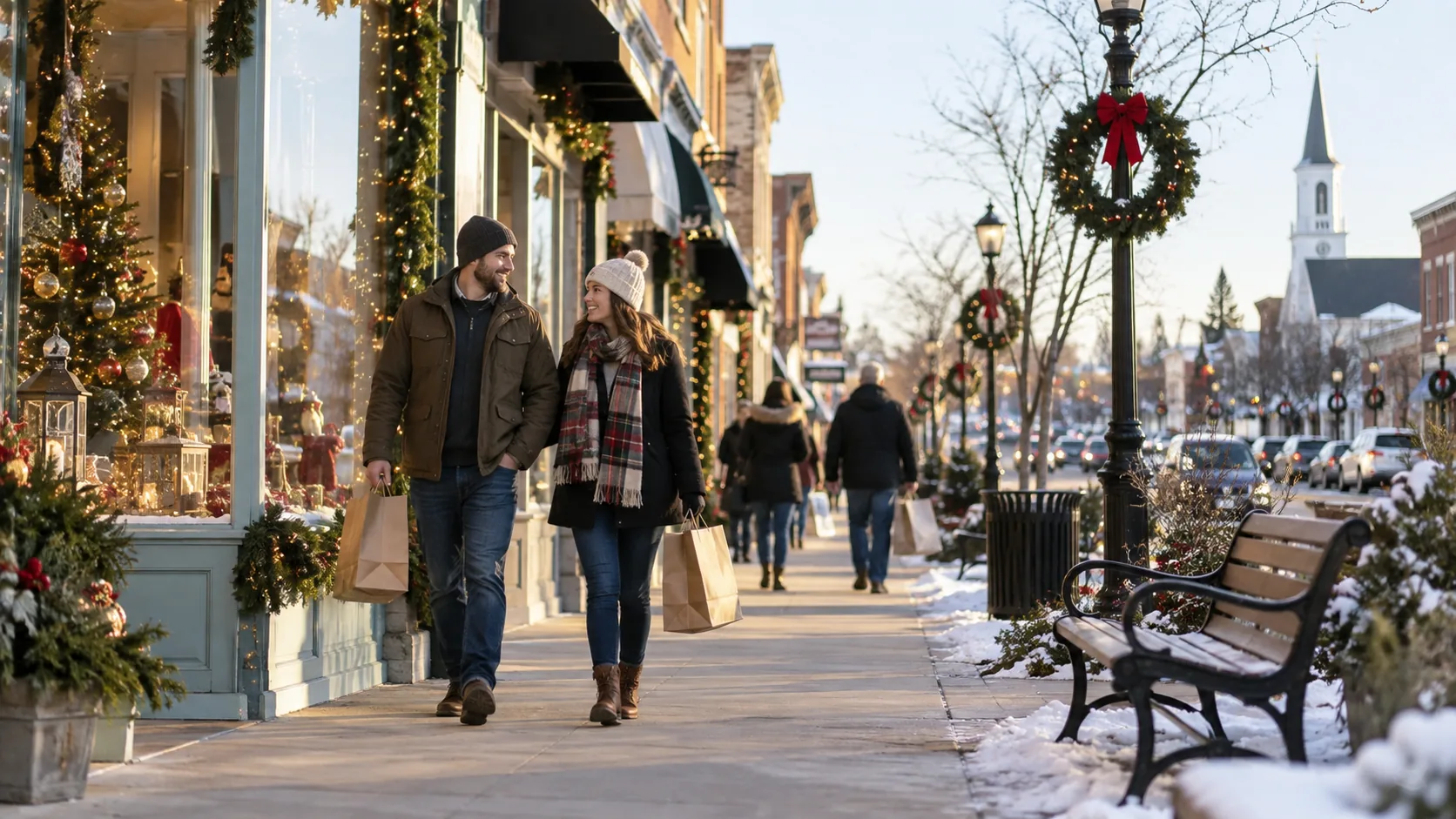 Illustrative scene for Black Friday & Small Business Saturday in the Baraboo area; not a photograph of this event