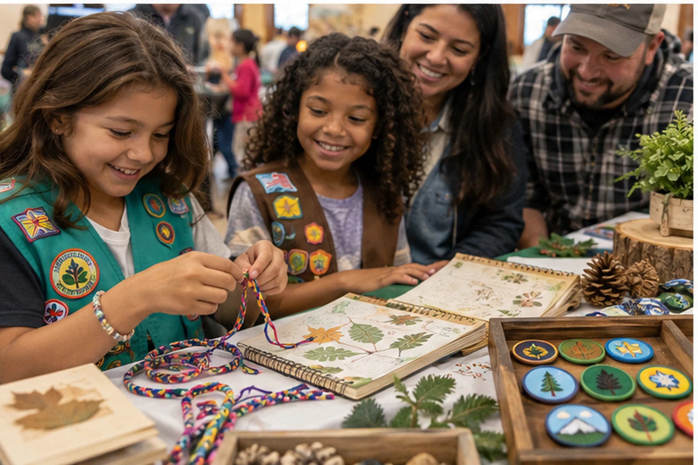 A family meeting Girl Scout volunteers in Baraboo
