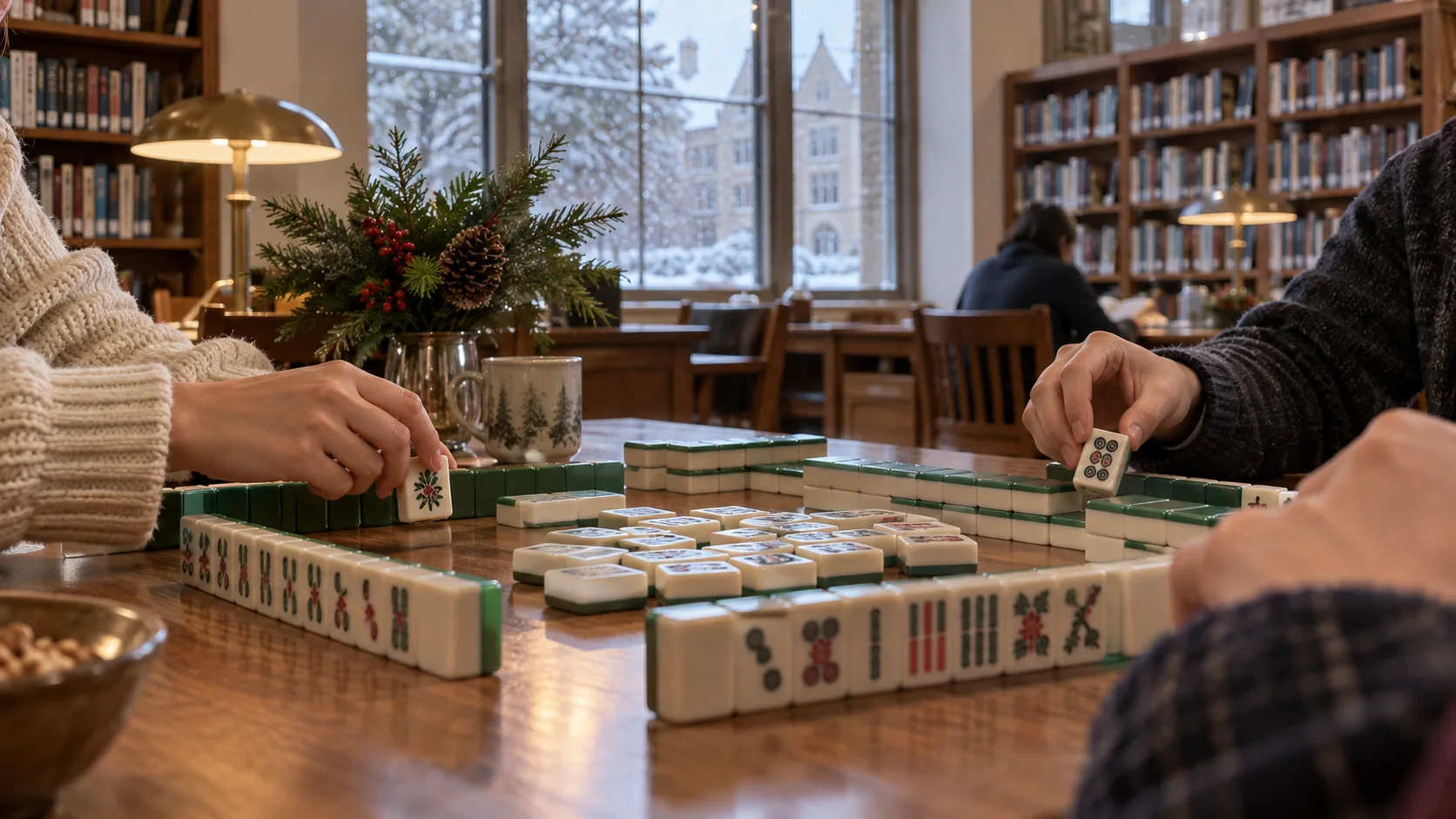 Illustrative scene for Mahjong Monday at the Library in the Baraboo area; not a photograph of this event