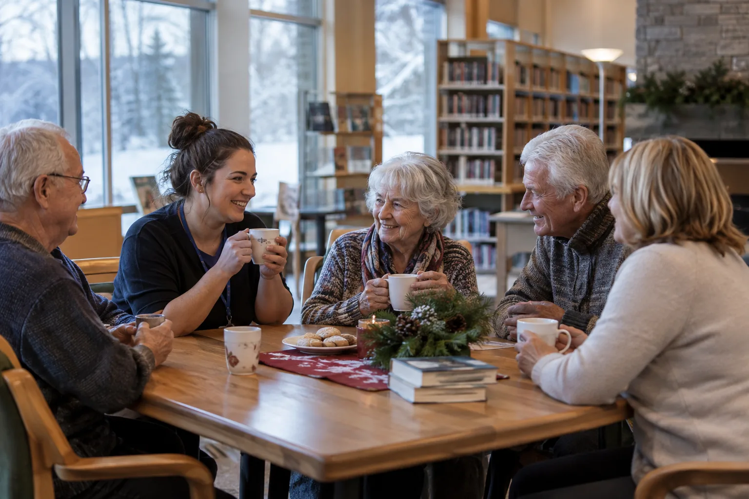 Illustrative scene for Memory Cafe with Sauk County ADRC in the Baraboo area; not a photograph of this event