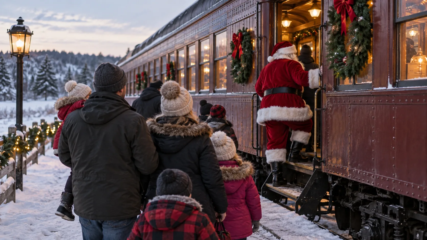 Illustrative scene for Santa Express: November Trains in the Baraboo area; not a photograph of this event