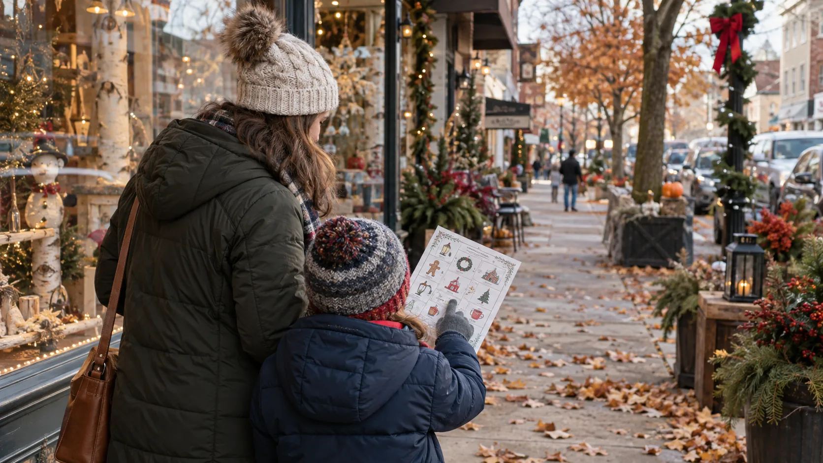 Illustrative scene for Downtown Holiday Scavenger Hunt in the Baraboo area; not a photograph of this event
