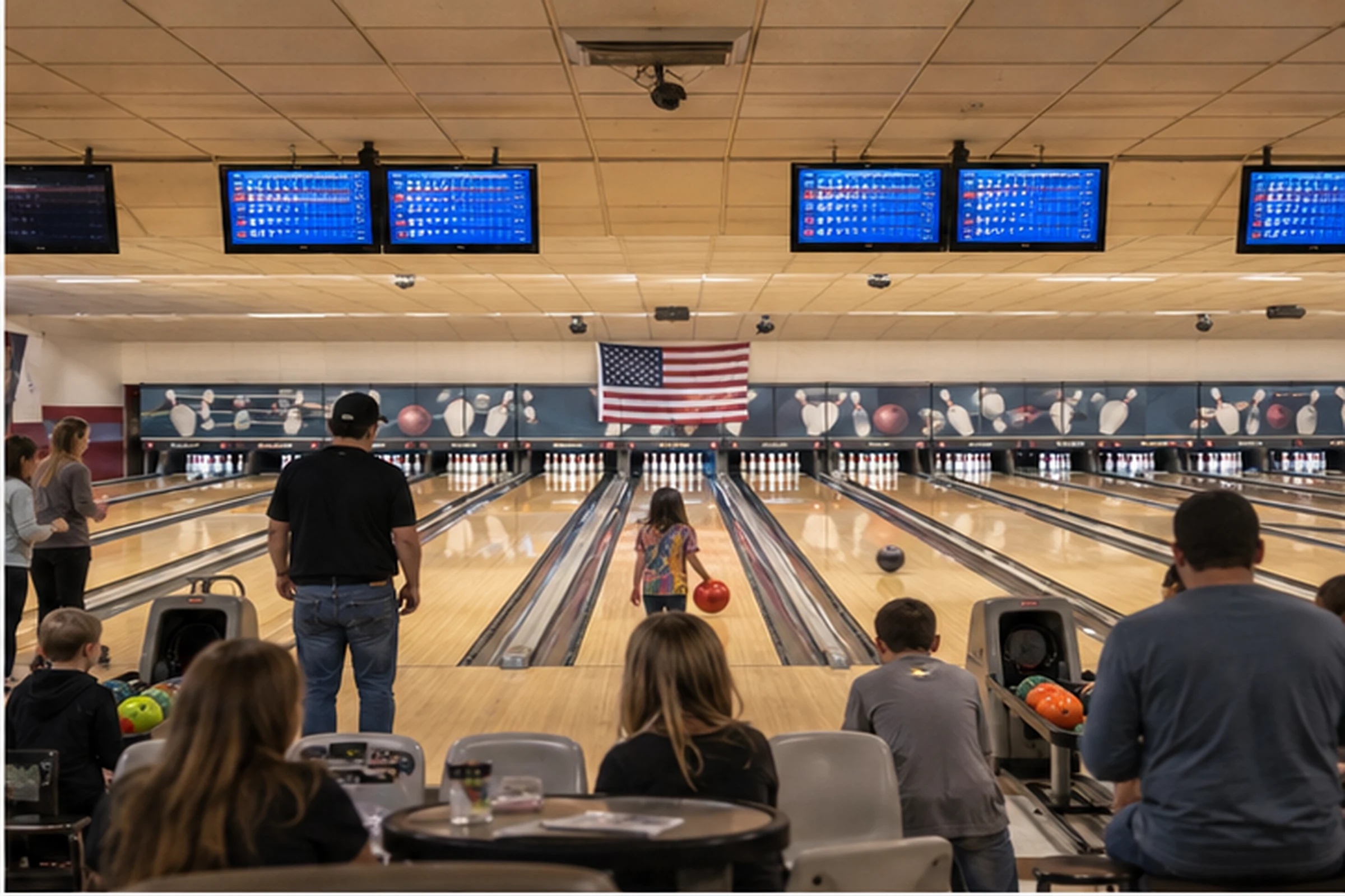 Bowlers at the lanes during a Baraboo food drive
