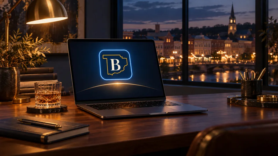 Official Baraboo Website Design B logo presented on a laptop at launch